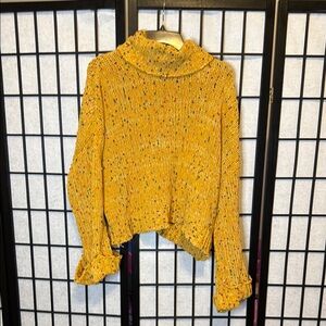 POL Yellow Chunky Knit Cowl Sweater